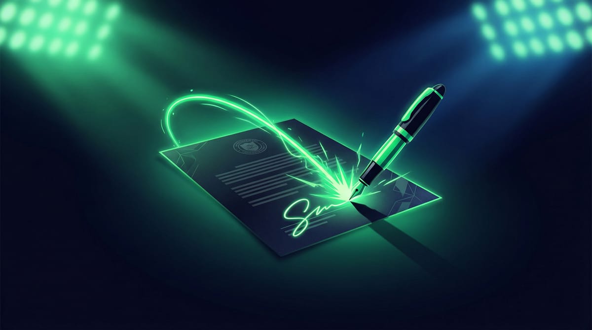 AI-generated Signing Edit graphic with National Letter of Intent theme