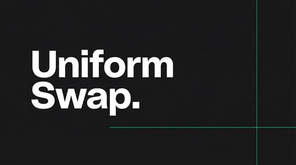 Minimalist blog header with "Uniform Swap." text in bold white on dark grey background